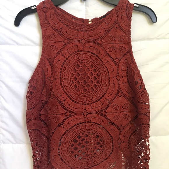 Dark Red Blouse with Gold Zipper - Picture 2 of 2